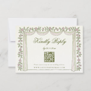 Chartreuse och rosa Art Nouveau RSVP-kort OSA Kort
