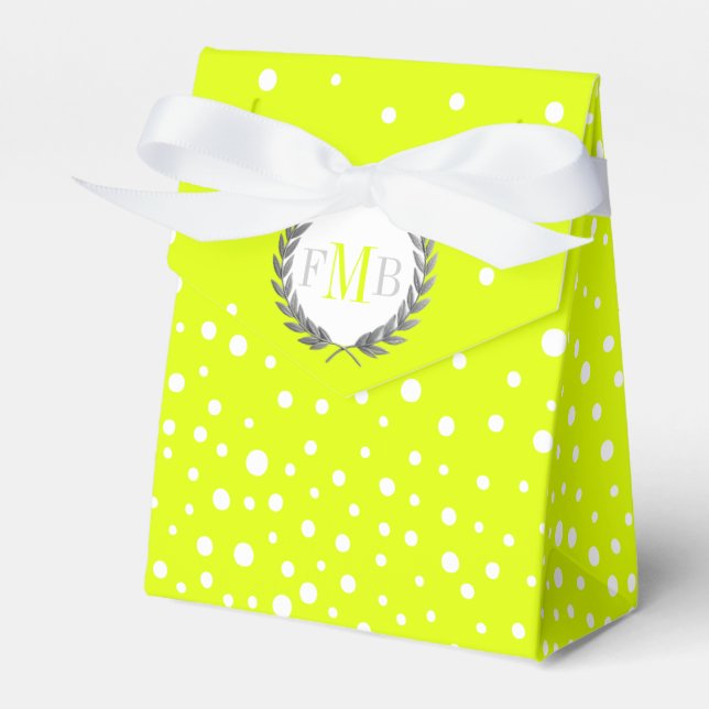 Chartreuse och vit prickig mönster vigselpresent presentaskar (Framsidan Sidan)
