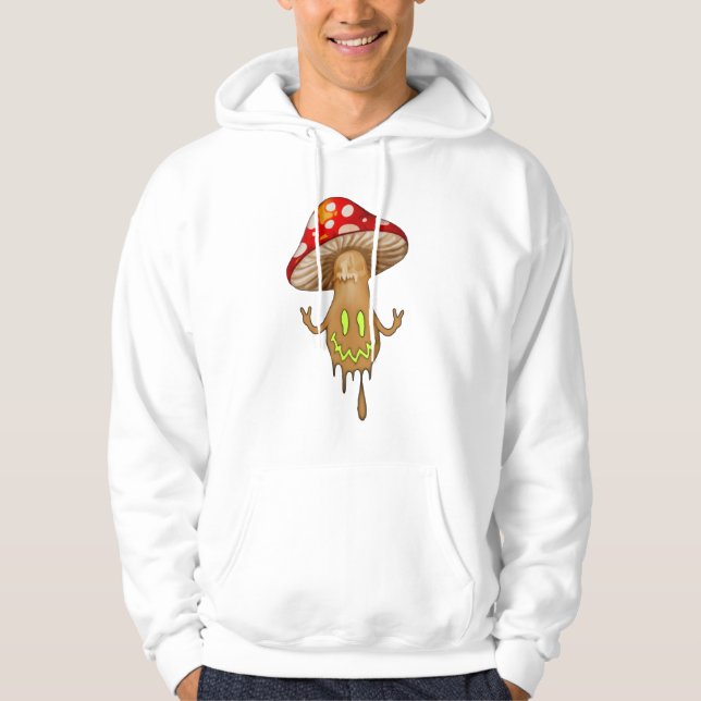 Chartreuse Öga Cute Mushroom Hooded Sweatshirt (Framsida)