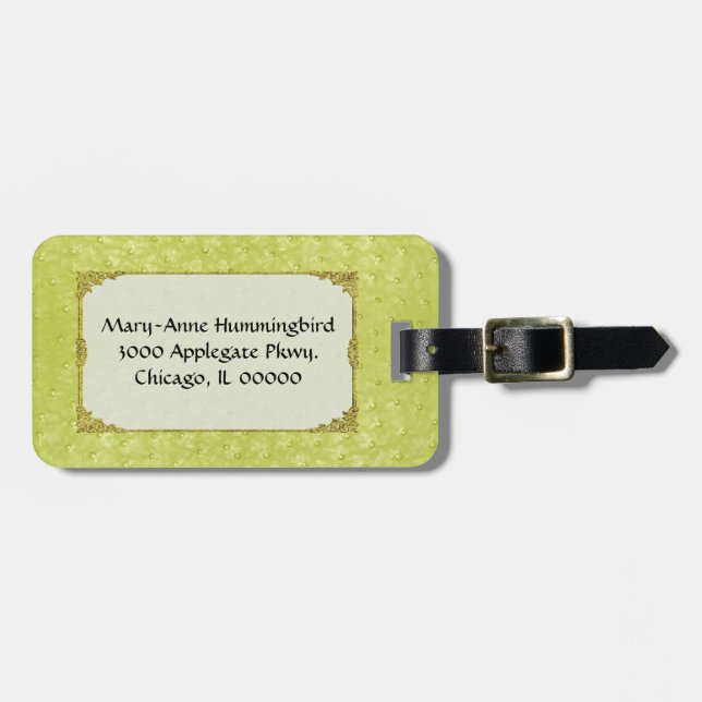 Chartreuse Ostrich Skin Anpassningsbar Luggage Tag Bagagebricka (Horisontell Framsida)