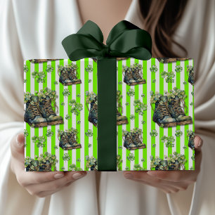 Chartreuse-randiga klöverskor St. Patrick's Day Presentpapper