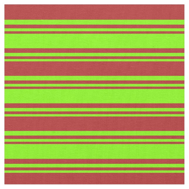 Chartreuse & Red Färgad Linjer/Rand Mönster Tyg (Närbild)