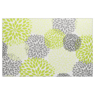 Chartreuse sätta en klocka på stor Dahliasdesign Tyg