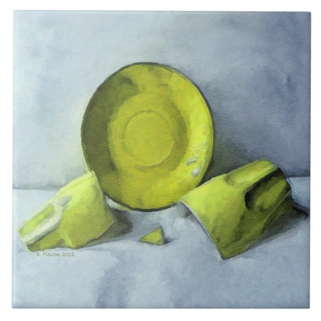 Chartreuse Saucer och Broken Kopp Kakelplatta (Framsidan)