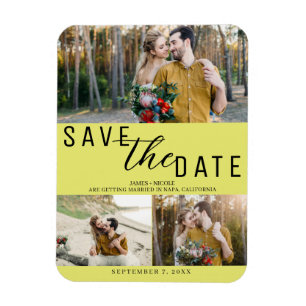 Chartreuse Save the Date Bröllop 3 Bilder Magnet