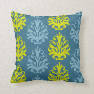Chartreuse-slate blue teal-damm kudde