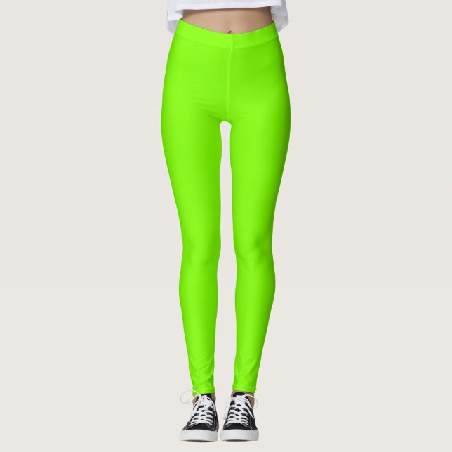 Chartreuse Solid Färg Leggings (Framsida)