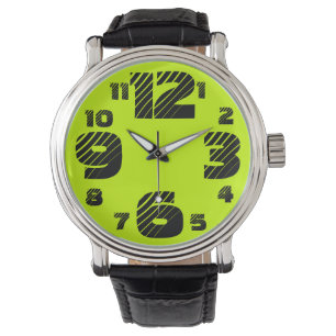 Chartreuse/stora svart man numrera klockan armbandsur