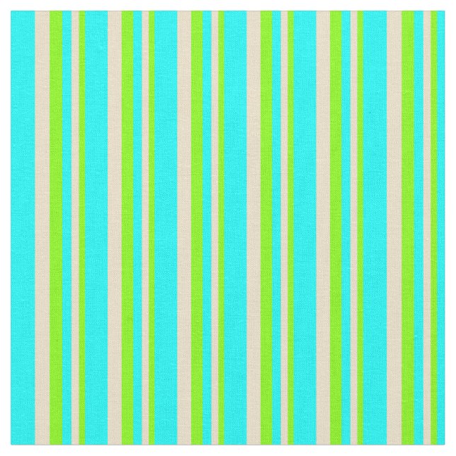 Chartreuse, Tan och Cyan Lined/Stripe Mönster Tyg (Närbild)