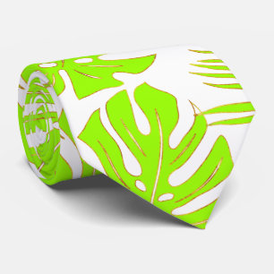 Chartreuse tropiska monster och handflatan löv slips