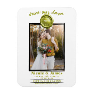 Chartreuse Vaxsigill Foto Bröllop Save the Date Magnet