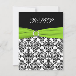 Chartreuse, vit och svart Damask Svarskort OSA Kort