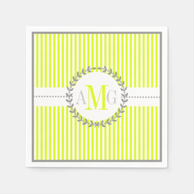 Chartreuse, vitrandig vigsel pappersservett (Framsidan)