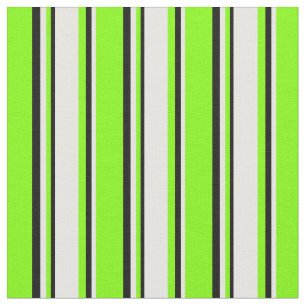 Chartreuse, White and Black Färgad Rand Tyg