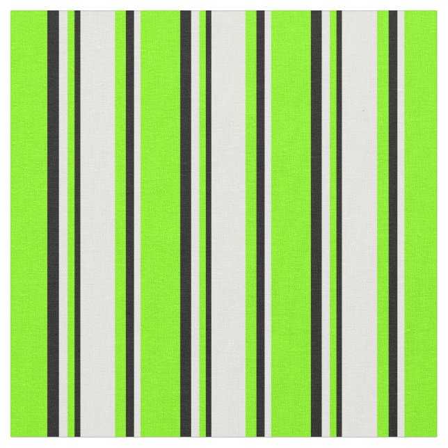 Chartreuse, White and Black Färgad Rand Tyg (Närbild)