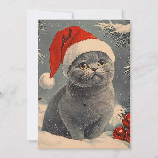 Chartreux Cat-jul Julkort (Framsida)