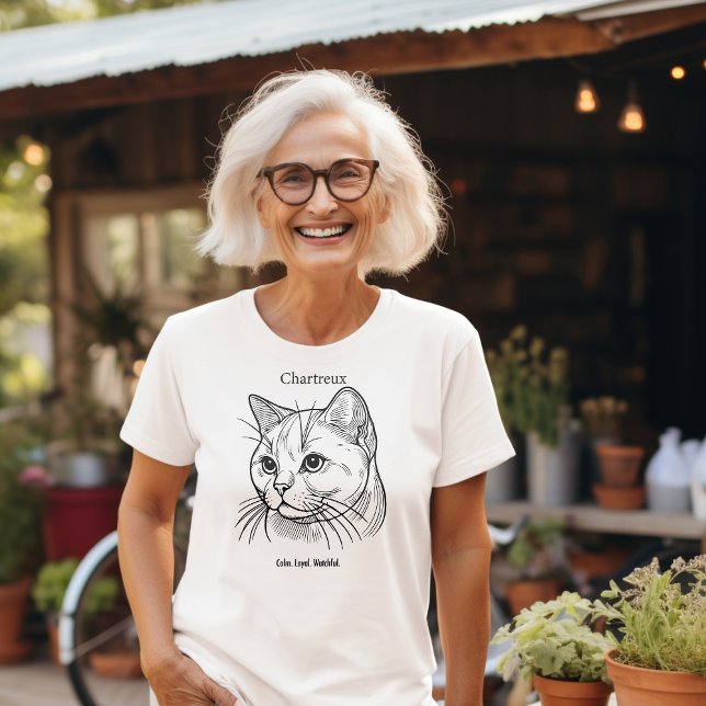 Chartreux Cat Porträtt T Shirt (Skapare uppladdad)