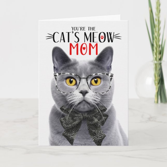 Chartreux Grått Cat för Mamma vid Mors dag Helgkort (Framsida)
