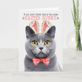 Chartreux Grått Cat in Bunny Öron for Påsk Helgkort