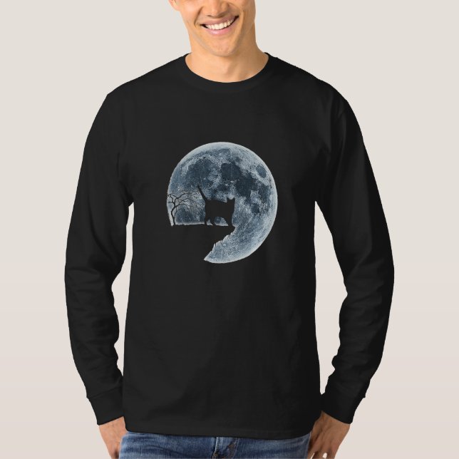 Chartreux Halloween Costume Måne Silhouette T Shirt (Framsida)