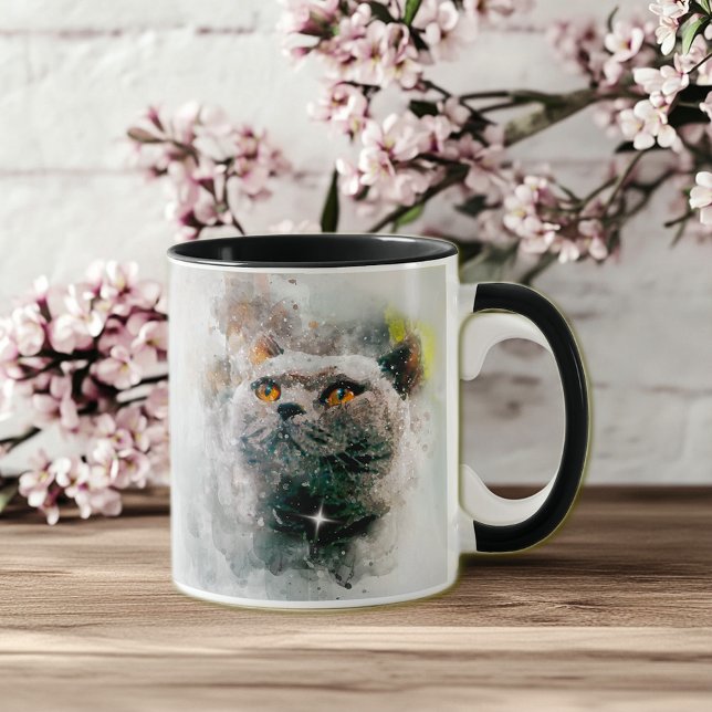 Chartreux Katt och Snö Mugg (Skapare uppladdad)