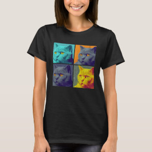 Chartreux Katt Pop Illustration Färgglad Djur T Shirt