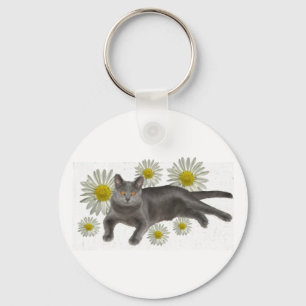 Chartreux med daisy nyckelring