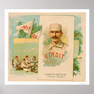 Chas Getzin sällsynt baseball 1888 Poster