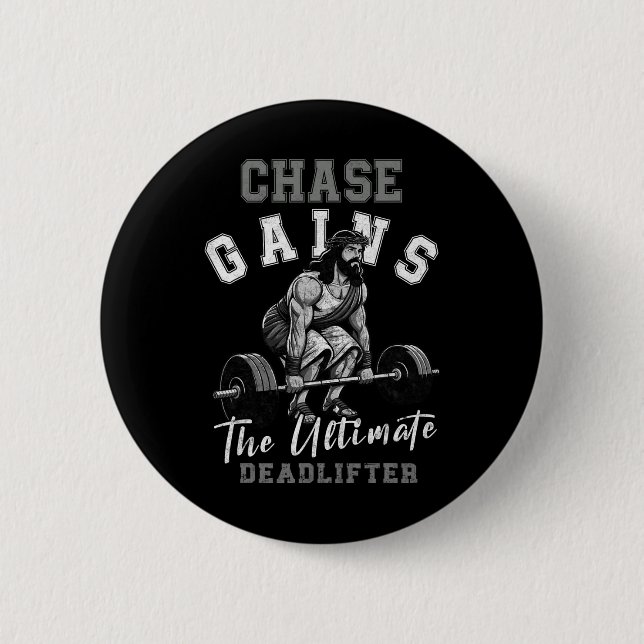 Chase ger Jesus den ultimate Deadlifter Funny Mo Knapp (Framsida)