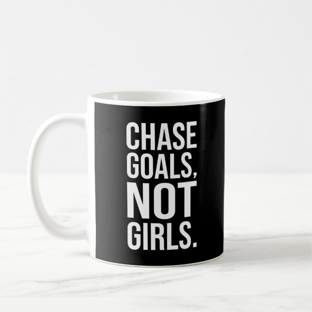 Chase Goals Not Girls - Gym, Hustle, Success Kaffemugg (Vänster)