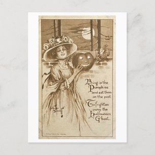 Chase the Halloween Spöken Away Vintage Vykort