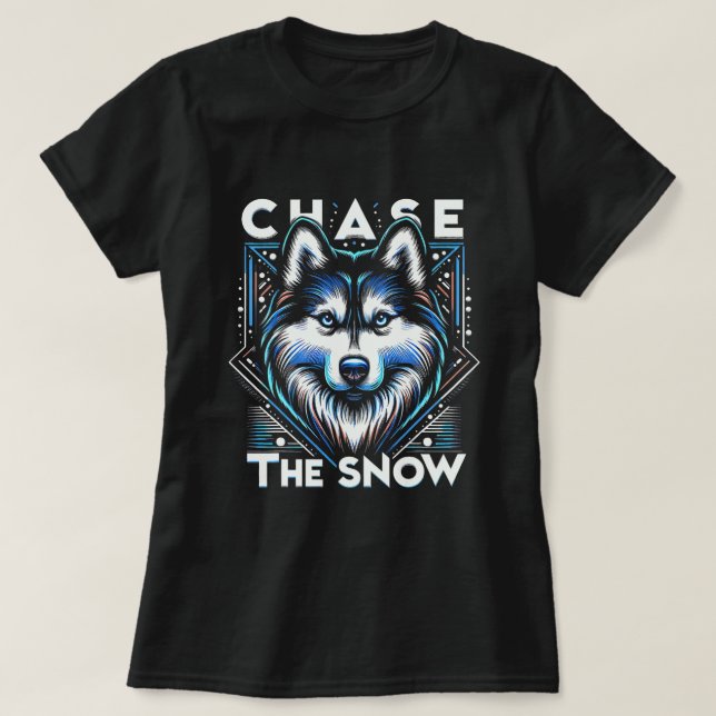 Chase the Snö Husky Hund Funny Graphic Tees T Shirt (Design framsida)