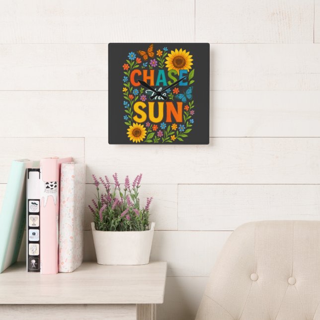 Chase the sun Wall Clock Fyrkantig Klocka (Läsesal)