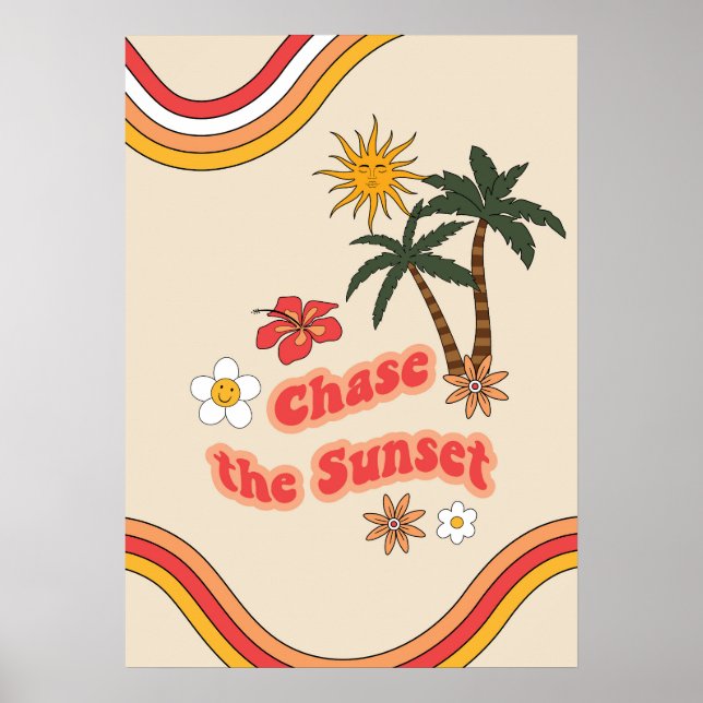Chase the sunset groovy retro poster (Framsidan)