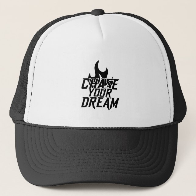 Chase Your Dream Black and White Trucker Hat  Keps (Framsida)