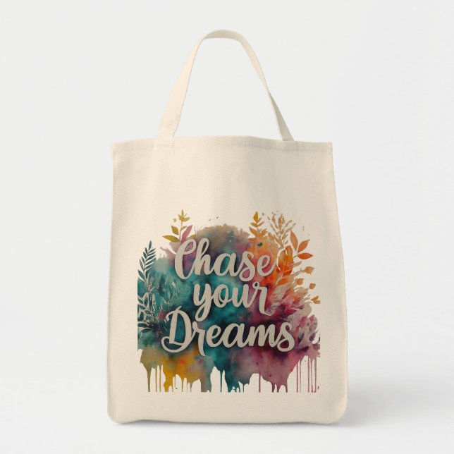 Chase Your Dreams - Motivational Tote Bag Tygkasse (Framsidan)
