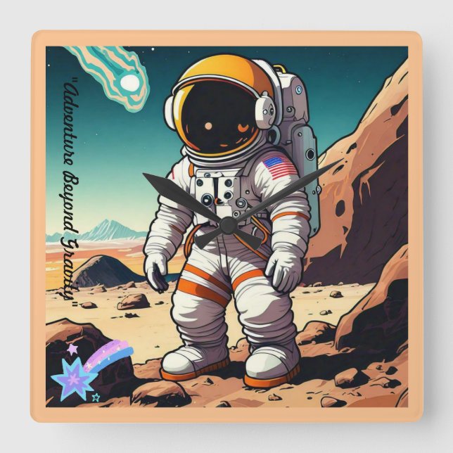 "Chasing Celestial Dreams" Fyrkantig Klocka (Framsida)