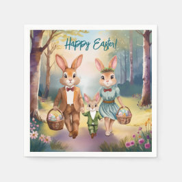 Chasing Eggs i påskharns familj - Vattenfärg Pappersservett