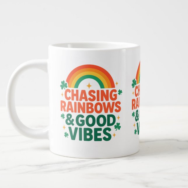 Chasing Rainbows & Good Vibes St. Paddy’s Day Jumbo Mugg (Vänster)