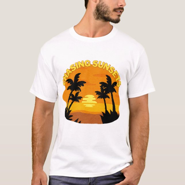 Chasing sunset Aesthetic Minimalist T-Shirt (Framsida)