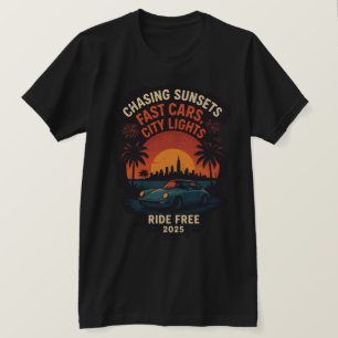 Chasing Sunset Fast Cars City Ljus T-Shirt