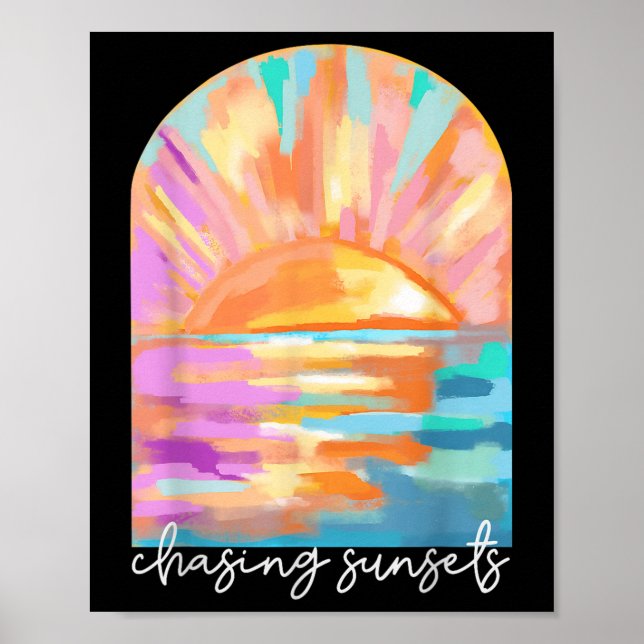 Chasing Sunset Summer Vacation Hawaii Beach Funny Poster (Framsidan)
