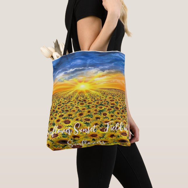 Chasing Sunsets: Solros Fält Dreams Tote Tygkasse (Närbild)