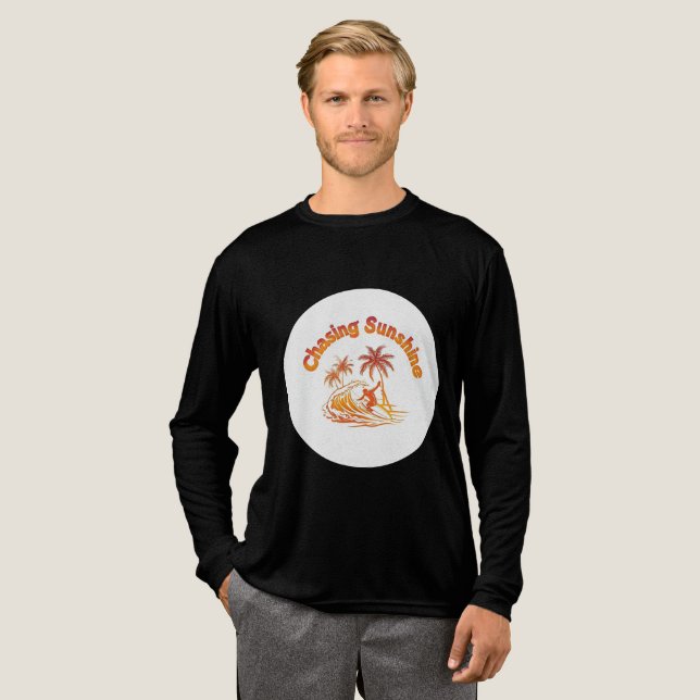 Chasing Sunshine - Retro Surfer & Handflatan Träd, T Shirt (Hel framsida)