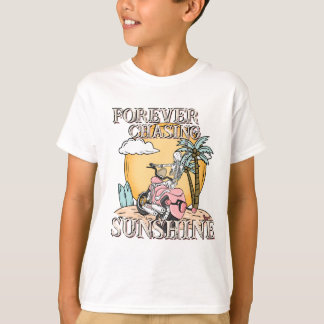 "Chasing Sunshine" Skeleton på stranden T Shirt