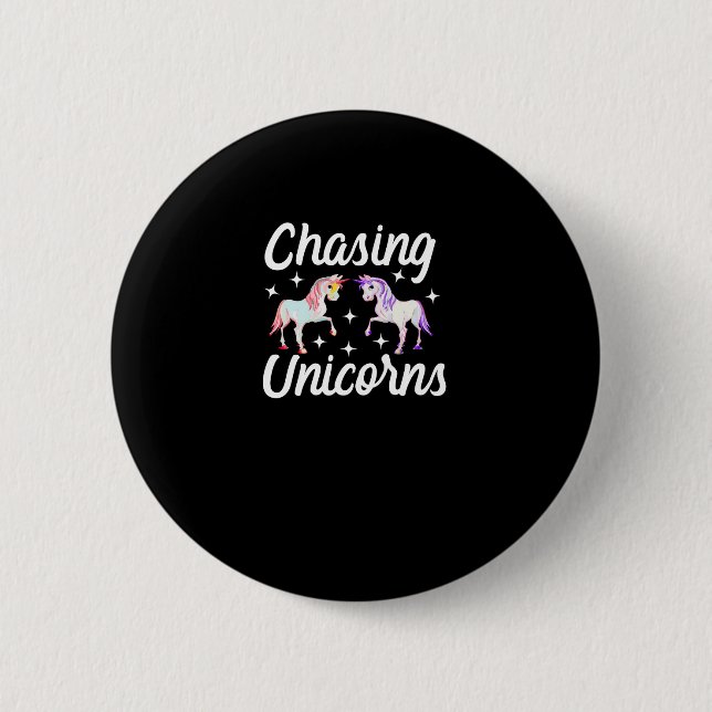 Chasing Unicorns Magisk Långärmad T-Shirt Knapp (Framsida)