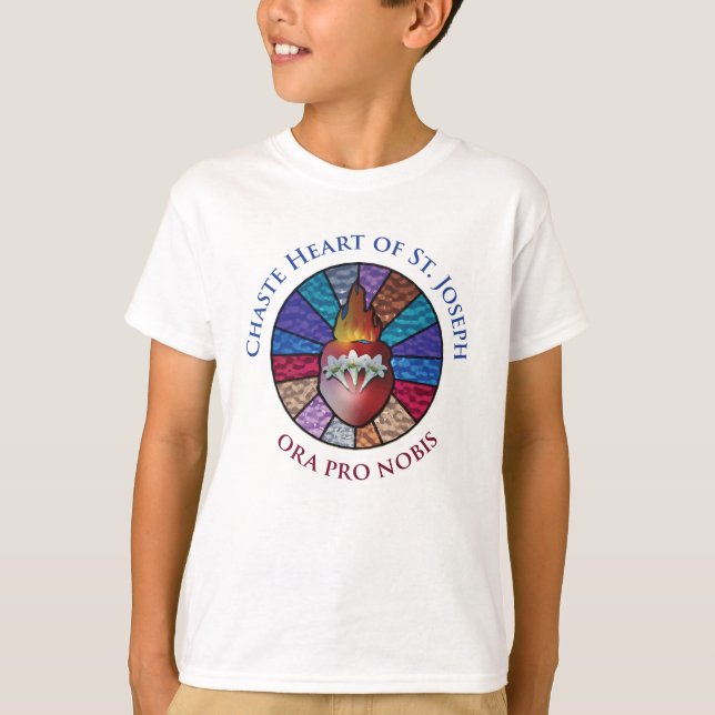Chaste Heart of St. Joseph Stached Glass Design T Shirt (Framsida)