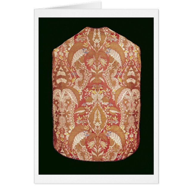 Chasublen snöre mönstrade silke, fransk, c.1720 hälsningskort (Framsidan)