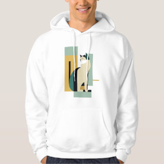 Chat assis Art déco - Illustration minimaliste Hoodie