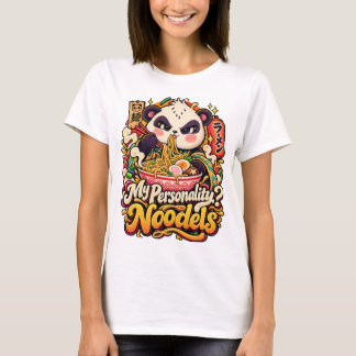 Chat gourmand en mode détente noodles t shirt